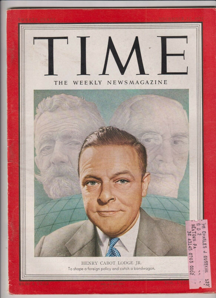 Time Magazine Henry Cabot Lodge Jr. December 17, 1951 111919nonr