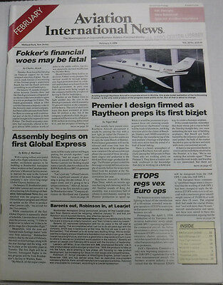Aviation International News Magazine Fokker Premier I February 1996 FAL 072115R