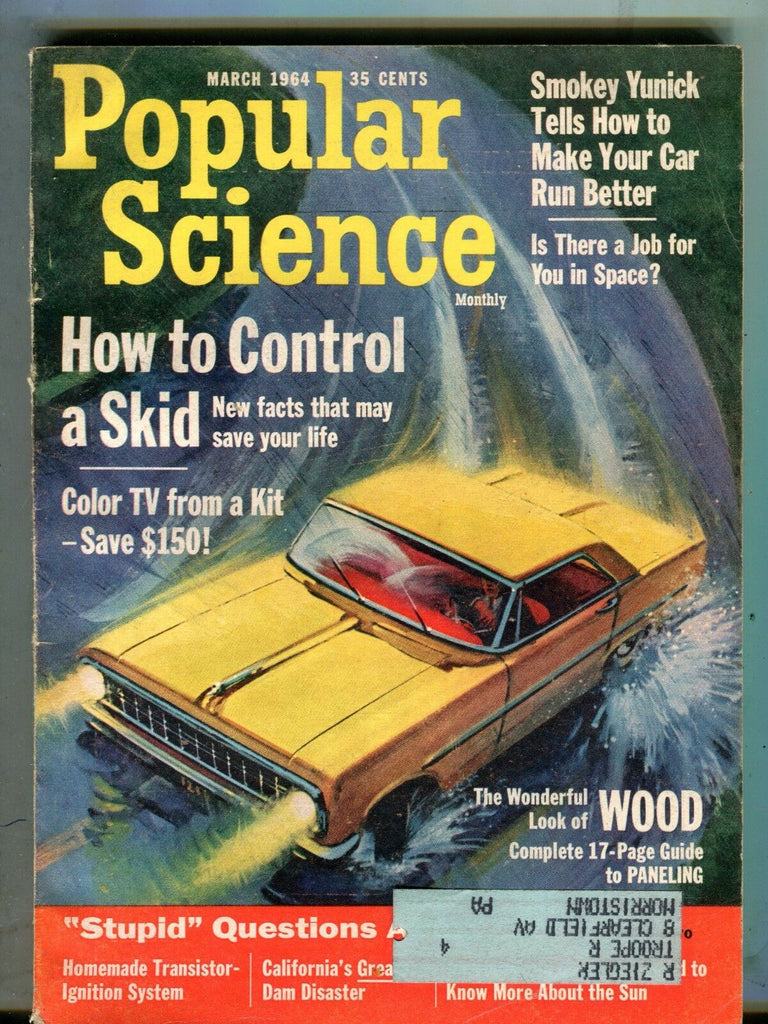 Popular Science Magazine March 1964 Control A Skid 070517nonjhe