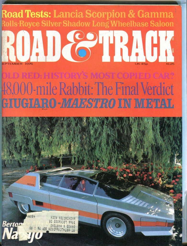 Road & Track Magazine September 1976 Bertone Navajo VG w/ML 032017nonjhe