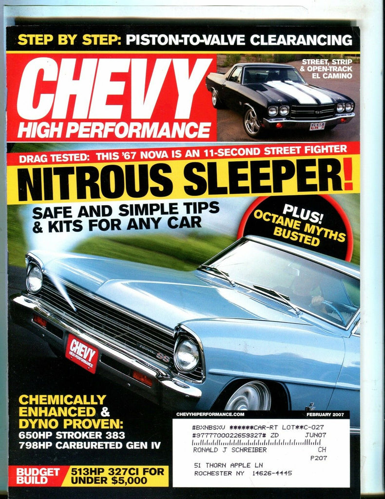 Chevy High Performance Magazine February 2007 EX w/ML 050517nonjhe