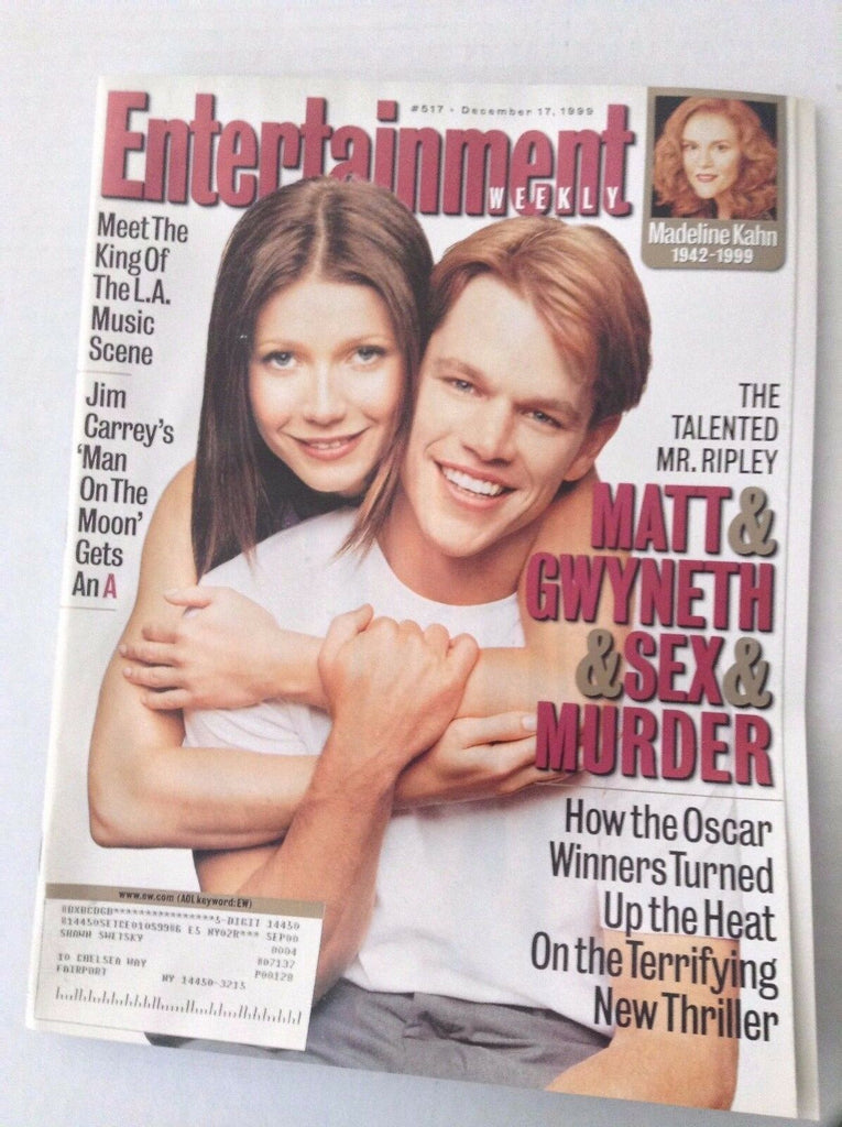 Entertainment Weekly Magazine Matt Damon Paltrow December 17, 1999 031917NONRH