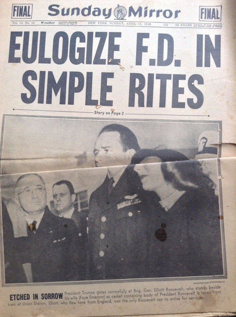 Sunday Mirror Magazine Eulogize F.D. In Simple Rites April 15, 1945 102317nonrh