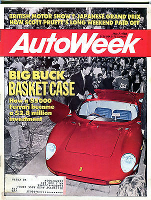 AutoWeek Magazine Nov. 7 1988 Ferrari Scott Prutt EX 012816jhe