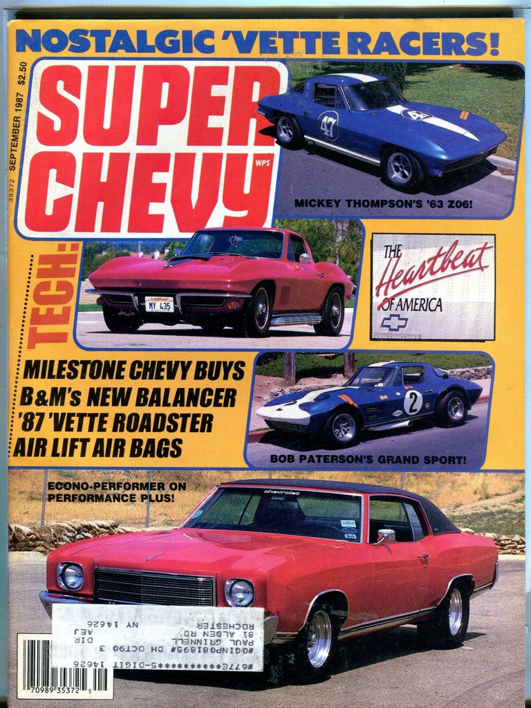 Super Chevy Magazine September 1987 Corvette EX w/ML 031317nonjhe