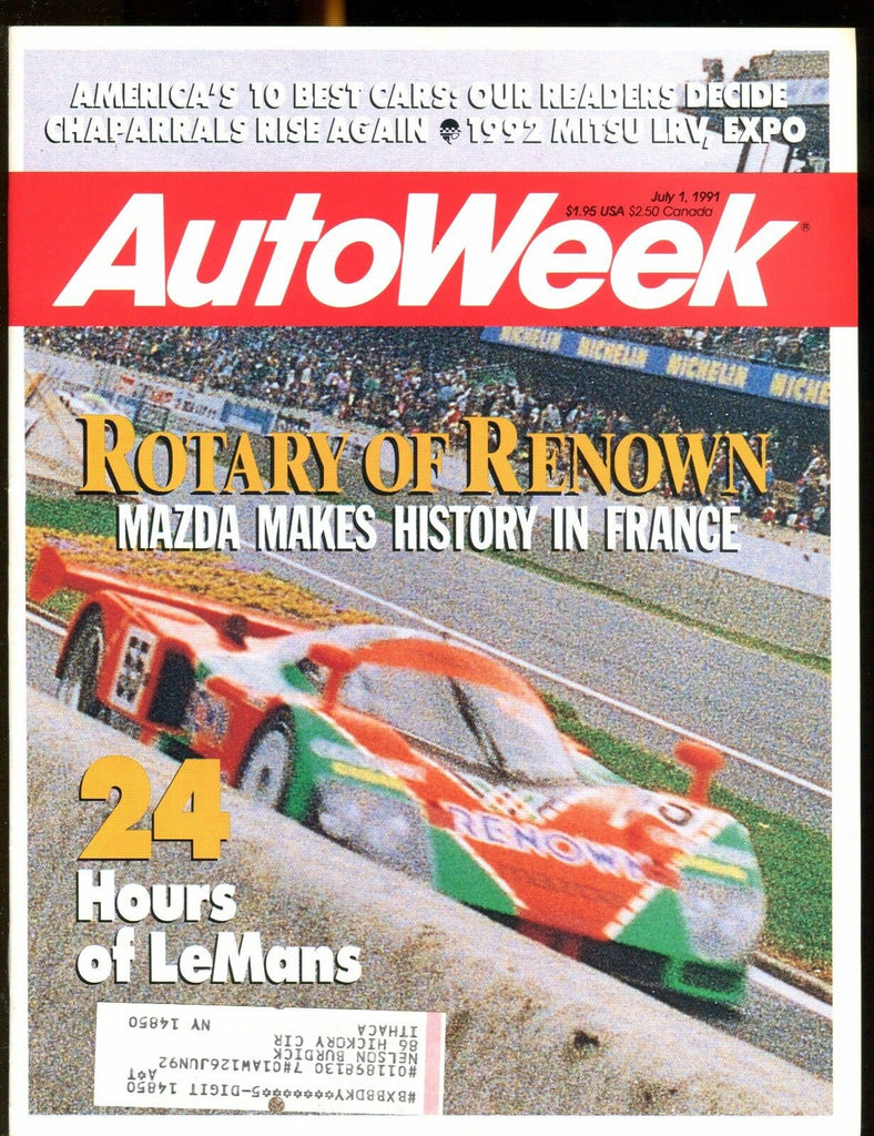 AutoWeek Magazine July 1 1991 Mazda France EX w/ML 022717nonjhe