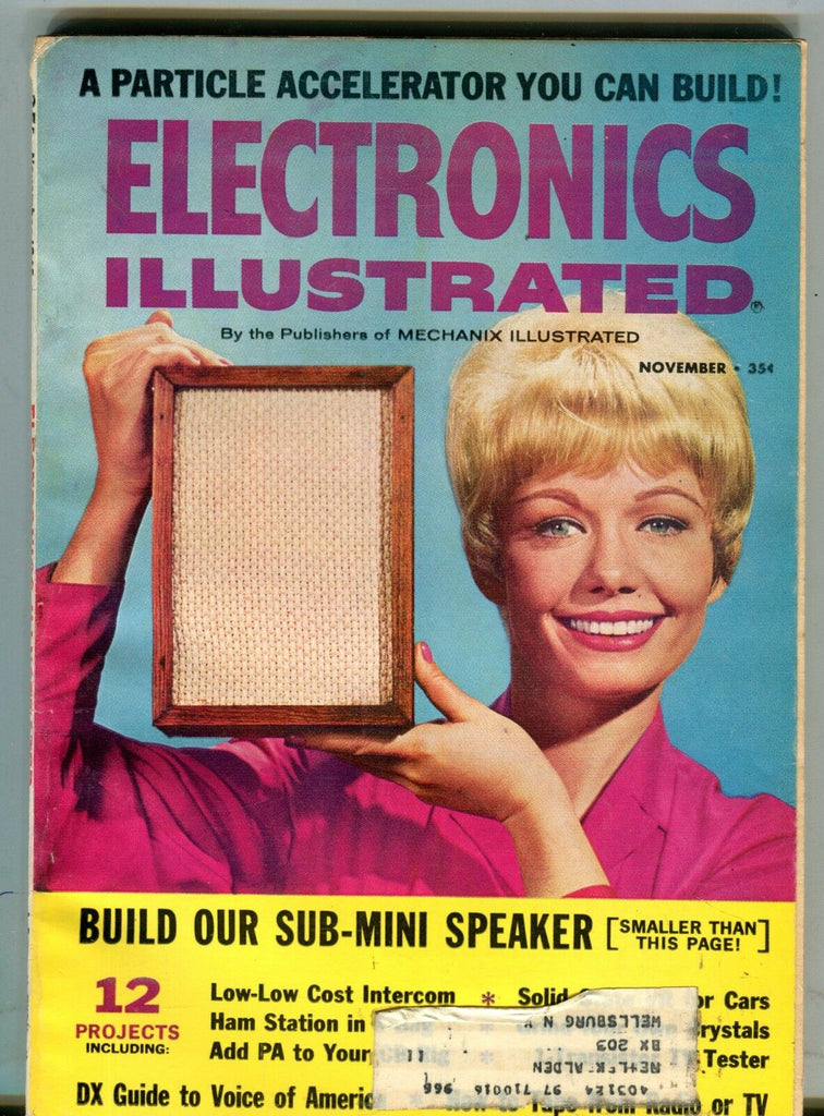 Electronics Illustrated Magazine November 1965 Sub-Mini Speaker VG 091416jhe
