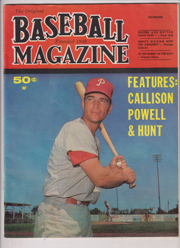 Baseball Magazine Callison Powell & Hunt November 1964 122719nonr