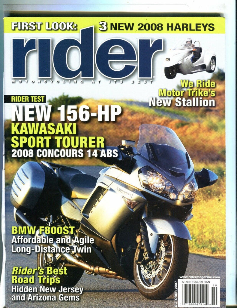 Rider Magazine October 2007 Kawasaki Sport Tourer EX No ML 051017nonjhe