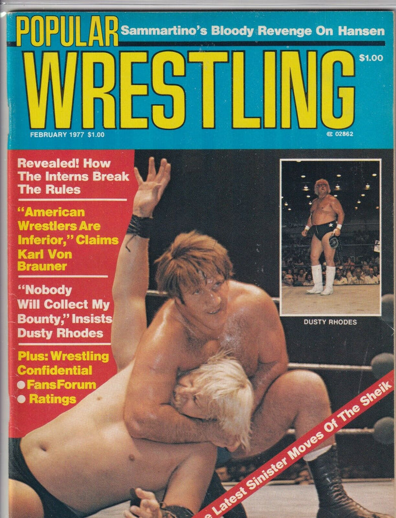 Popular Wrestling Mag Dusty Rhodes Bruno Sammartino February 1977 061819nonr