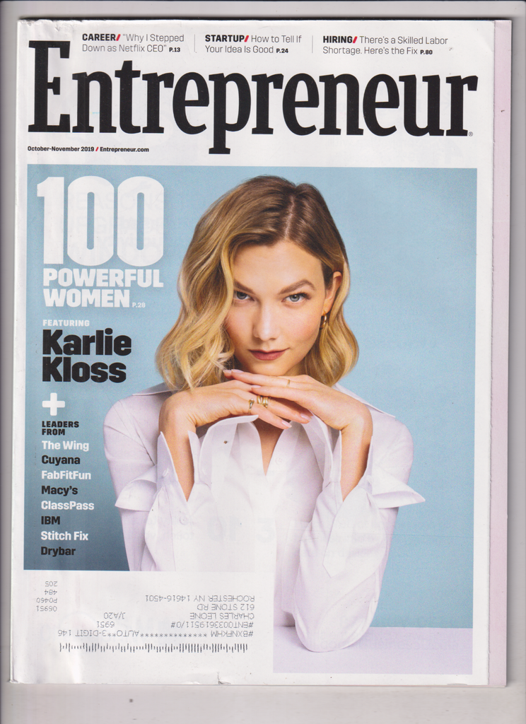 Entrepreneur Mag 100 Powerful Women Karlie Kloss Oct/Nov 2019 012920nonr