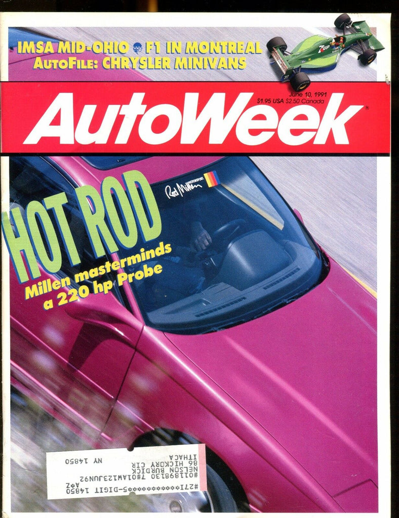 AutoWeek Magazine June 10 1991 Millen Probe EX w/ML 022717nonjhe