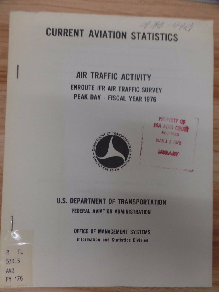 Current Aviation Stats. Air Traffic Activity 1976 FAA 121416DBE2