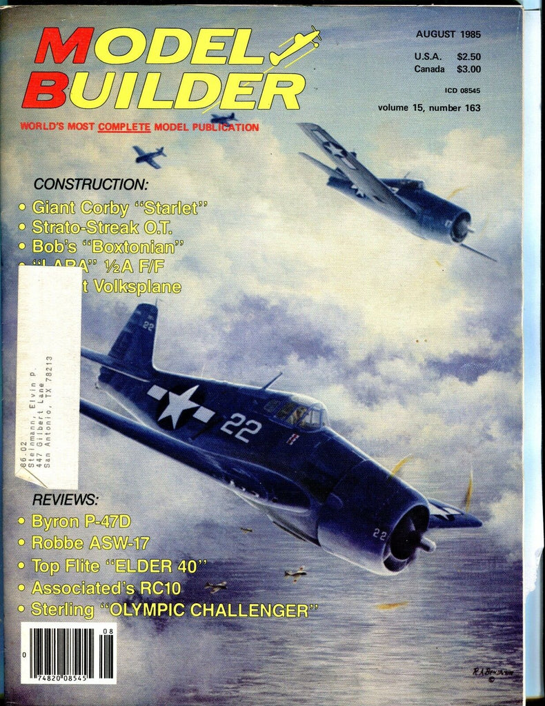 Model Builder Magazine August 1985 Strato-Streak O.T. EX w/ML 041017nonjhe