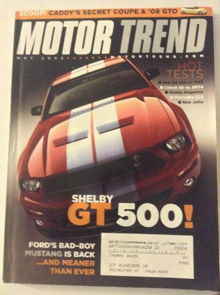 Motor Trend Magazine Shelby GT 500 Cobalt SS VS SRT4 May 2005 051819nonrh
