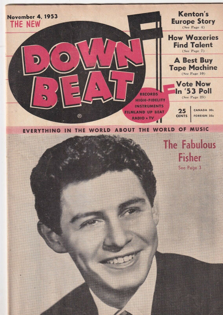 Down Beat Mag Fabulous Fisher Kenton's Europe Story November 4, 1953 101219nonr