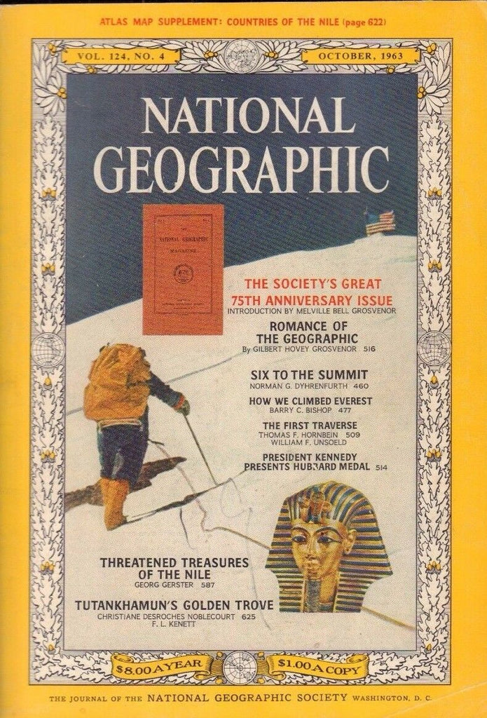 National Geographic October 1963 w/Map of Nile Valley & Coke Ad 020817DBE