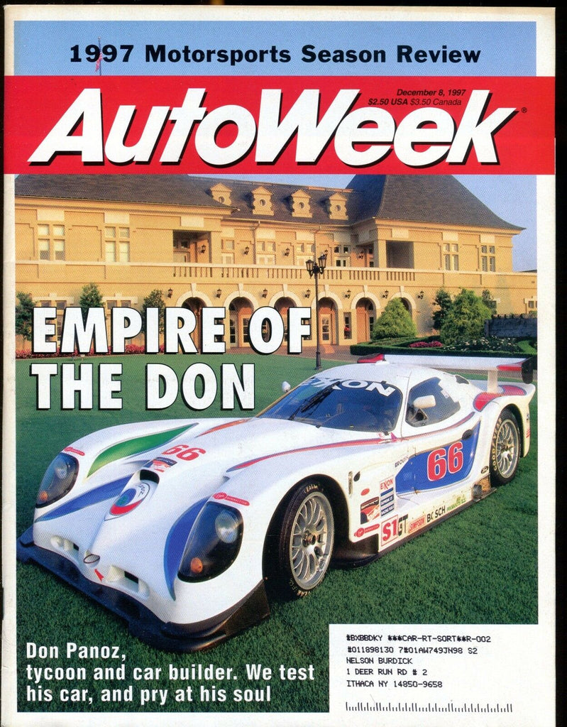 AutoWeek Magazine December 8 1997 Don Panoz EX w/ML 022317nonjhe