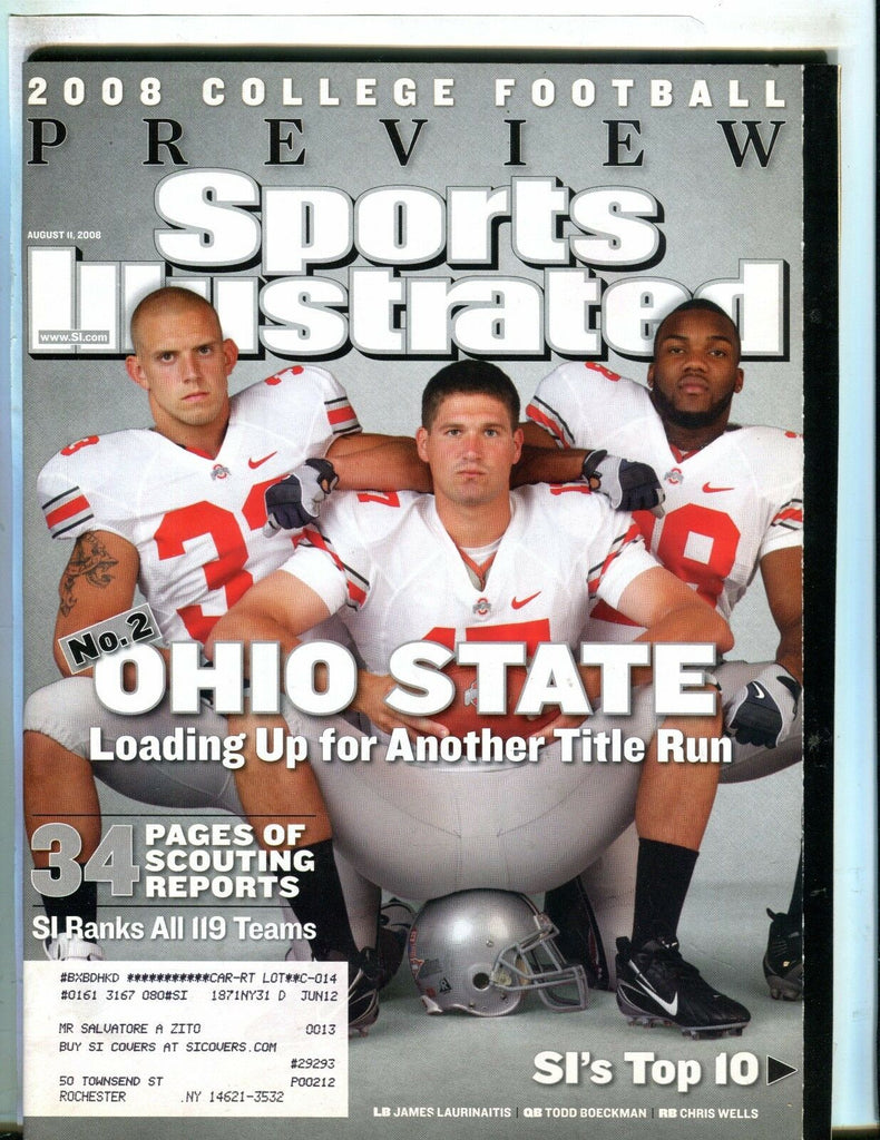Sports Illustrated Magazine August 11 2008 Chris Wells OSU EX w/ML 051117nonjhe