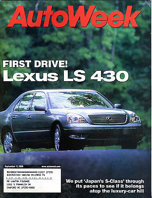 AutoWeek Magazine September 11 2000 Lexus LS 430 EX 012916jhe
