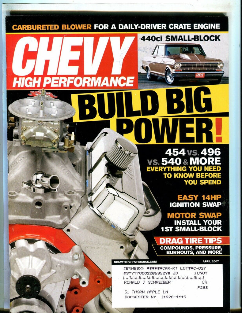 Chevy High Performance Magazine April 2007 Small-Block EX w/ML 050517nonjhe