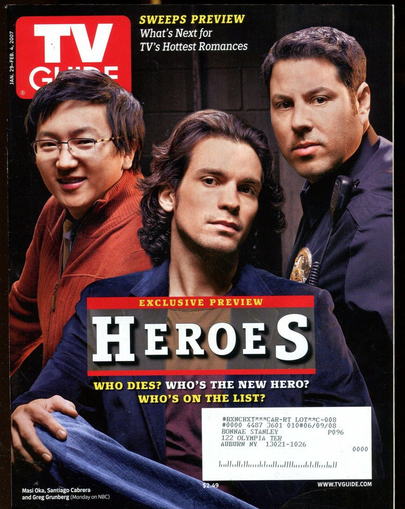 TV Guide Magazine Jan. 29-Feb. 4 2007 Heroes EX w/ML 022217nonjhe