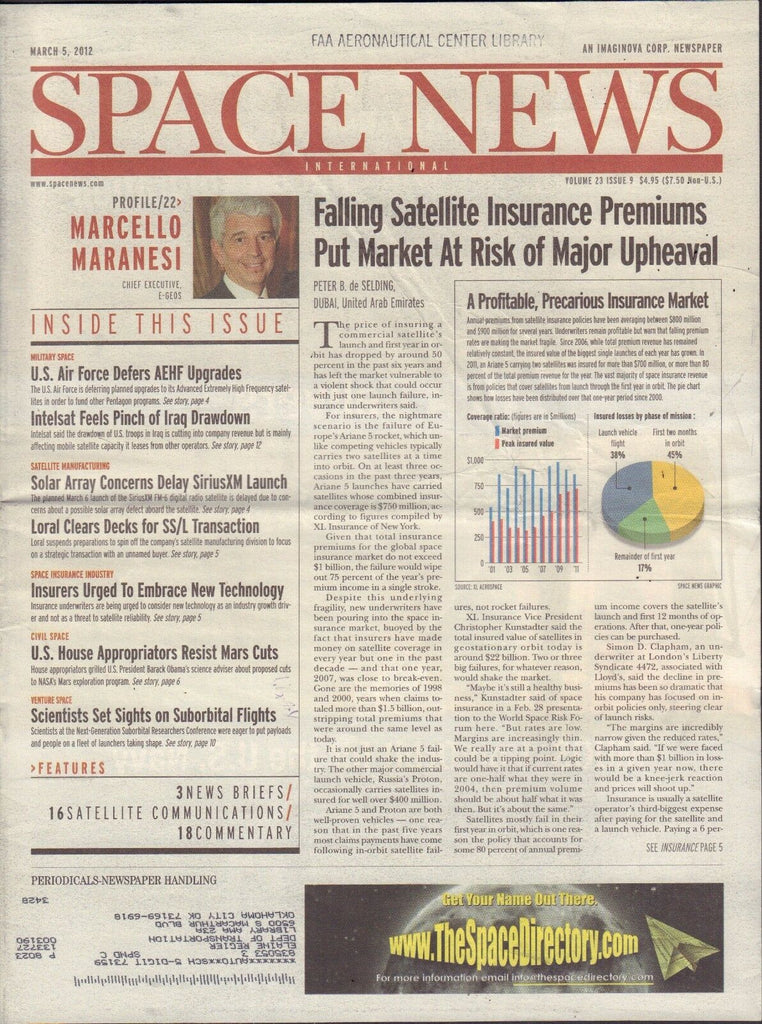 Space News March 5 2012 Marcello Maranesi, Falling Satellite FAA w/ML 110716DBE