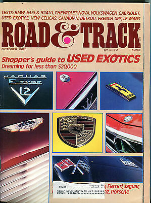 Road & Track Magazine October 1985 Shopper's Guide Used Exotics VGEX 010416jhe2