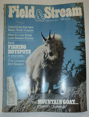 Field & Stream Magazine The Mountain Goat & Bass Trout February 1973 012915R