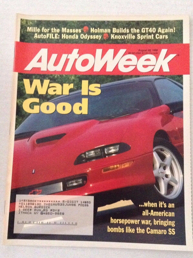 Autoweek Magazine Camaro SS Mille For The Masses August 28, 1995 020617RH