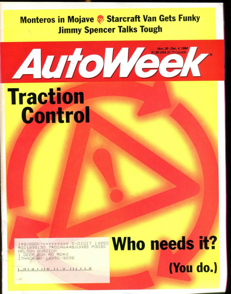 AutoWeek Magazine November 28 1994 Traction Control EX w/ML 022417nonjhe