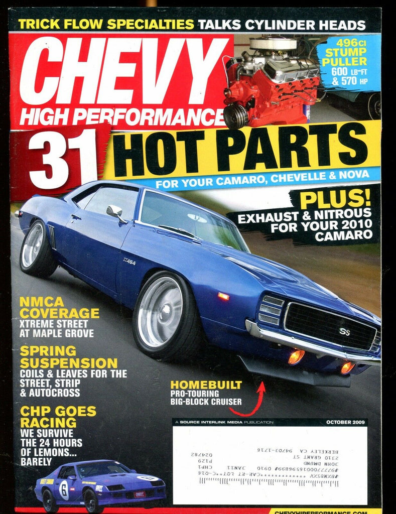 Chevy High Performance Magazine October 2009 Camaro Nova EX w/ML 022717nonjhe