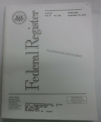 Federal Register Magazine September 25, 2002 Vol.67 No.186 FAL 081915R3