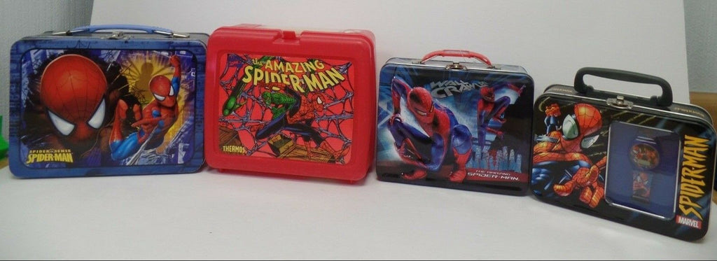Lot of 4 Spider-man Lunch Pales Plastic & Metal 012919DBT3