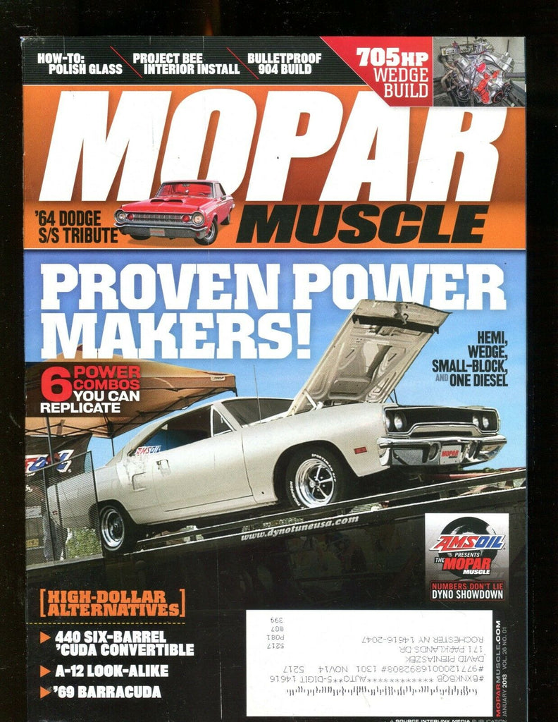 Mopar Muscle Magazine January 2013 '69 Barracuda EX w/ML 011617jhe