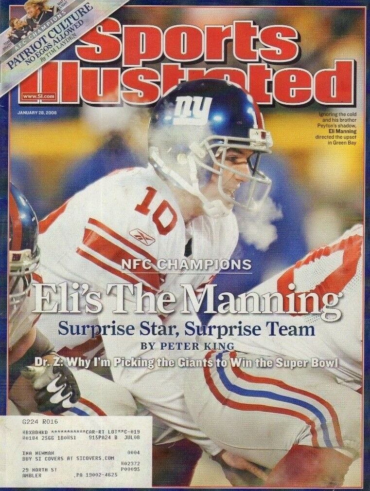 Sports Illustrated Magazine Eli Manning NFC Champions January 2008 010818nonr