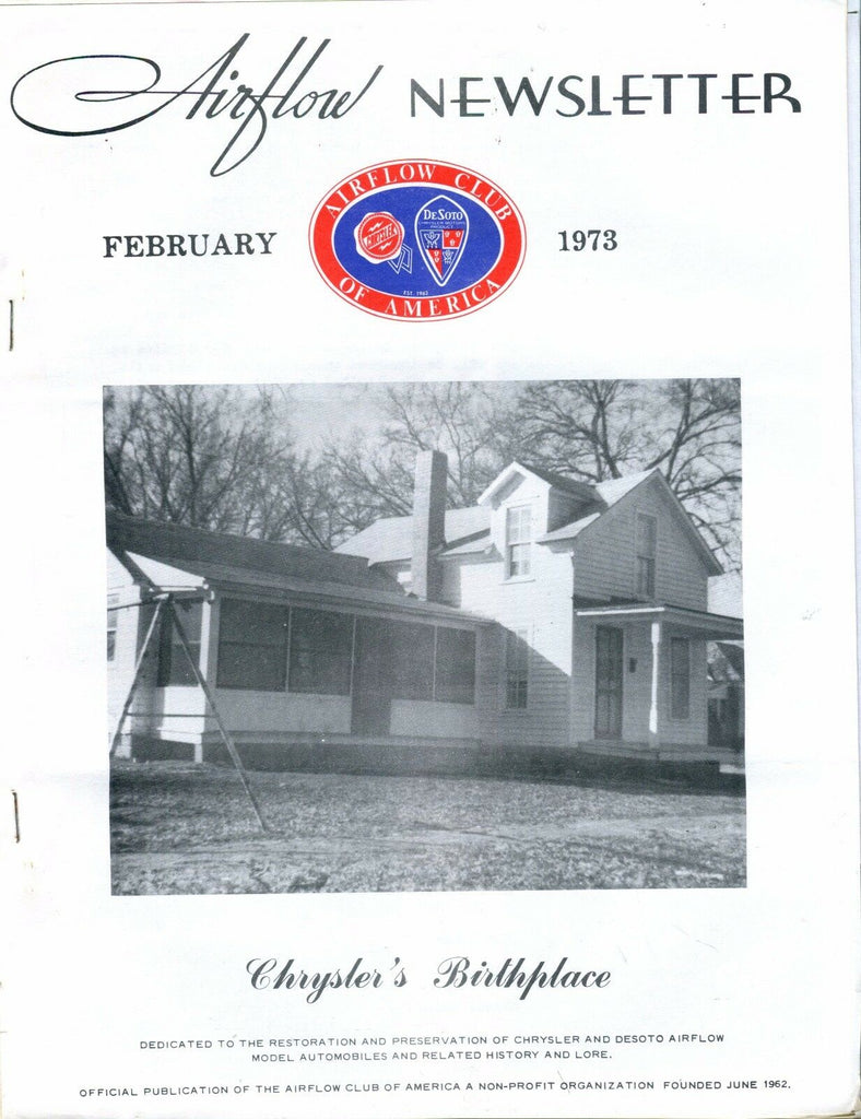 Airflow Newsletter February 1973 Chrysler DeSoto EX No ML 031017nonjhe