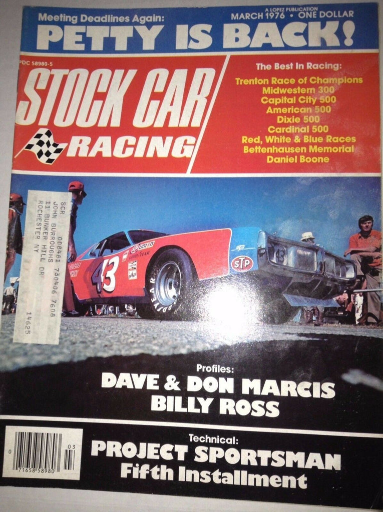 Stock Car Racing Magazine Dave & Don Marcis Billy Ross March 1976 040517NONRH