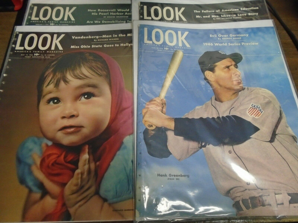 Look Magazine Lot of 4 1946 Issues Hank Greenberg Teddy Roosevelt 022620AME