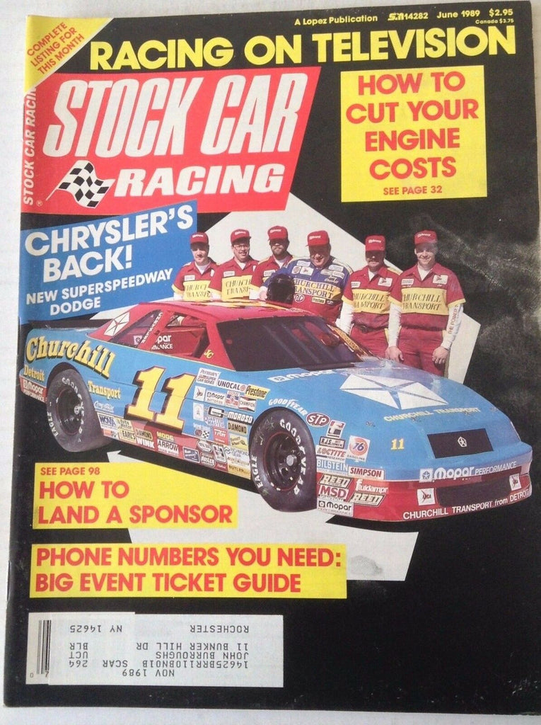 Stock Car Racing Magazine Chrysler Back Cut Engine Cost June 1989 042817nonrh