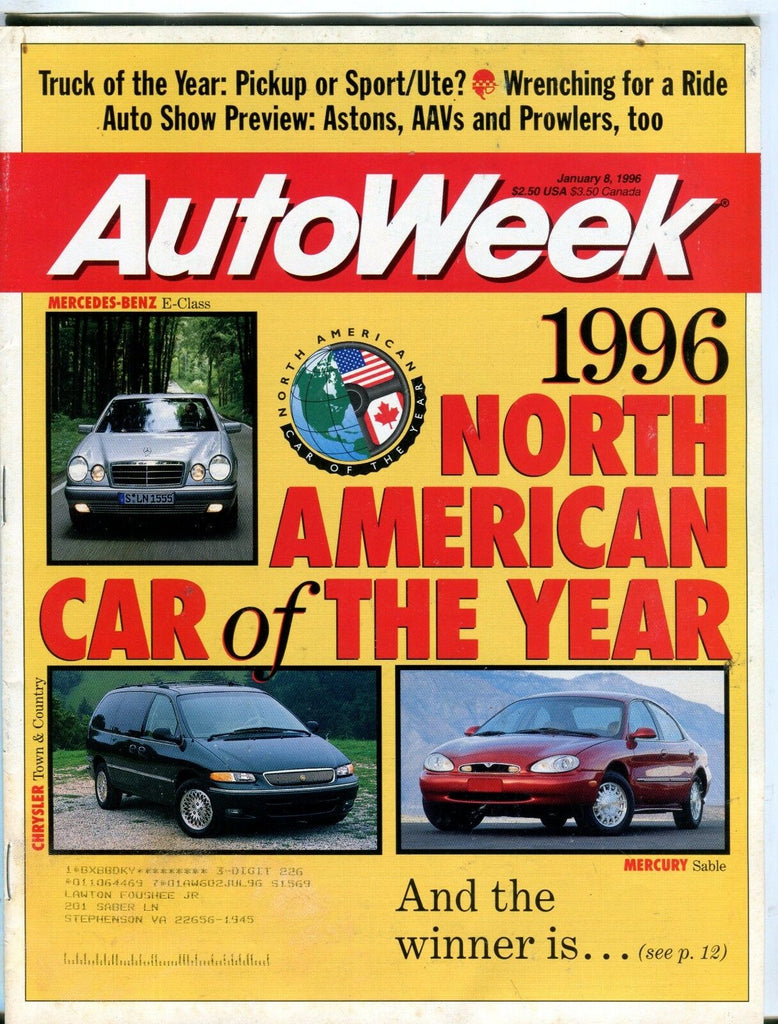 AutoWeek Magazine January 8 1996 Mercedes-Benz EX w/ML 050417nonjhe