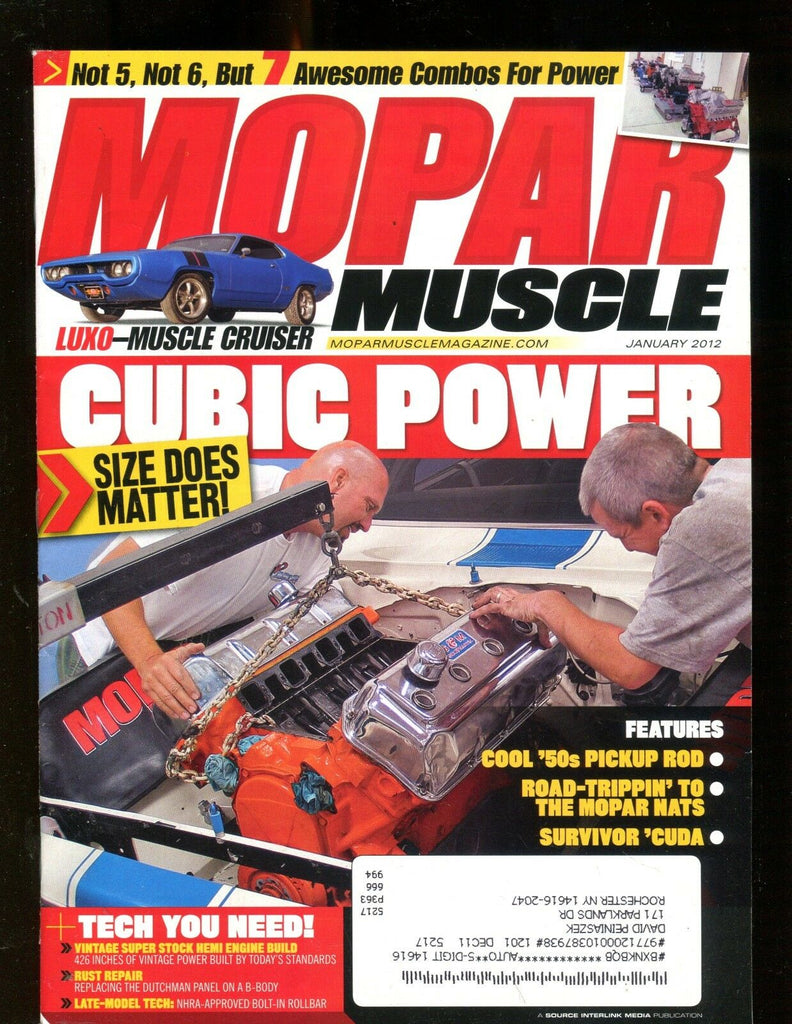 Mopar Muscle Magazine January 2012 Cubic Power EX w/ML 011617jhe