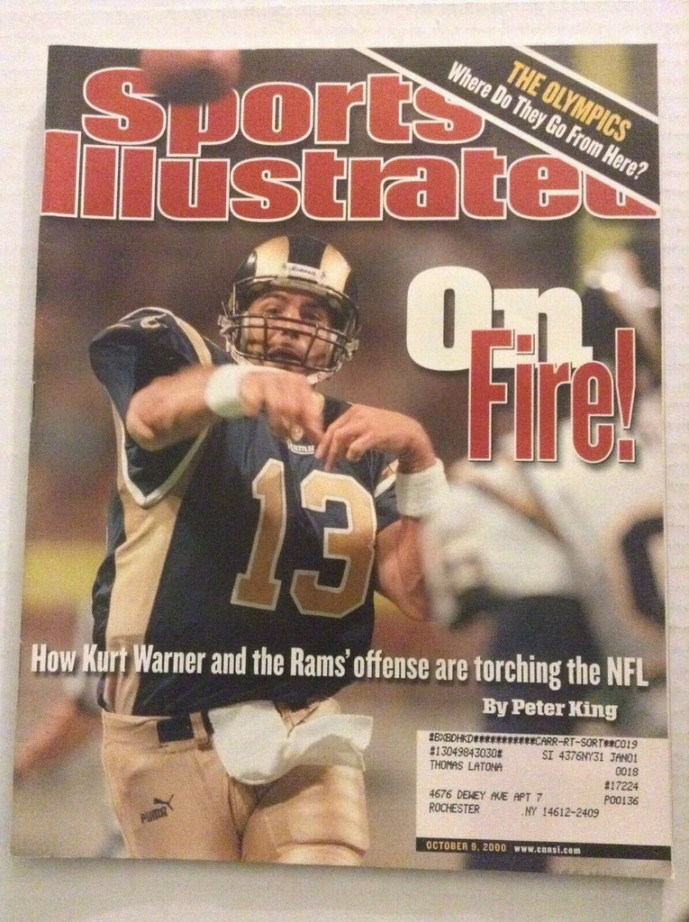 Sports Illustrated Mag Kurt Warner & The Olympics October 9, 2000 082419nonrh