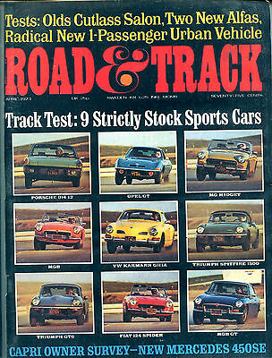 Road & Track Magazine April 1973 Track Test: 9 Stock Sports Cars EX 122415jhe