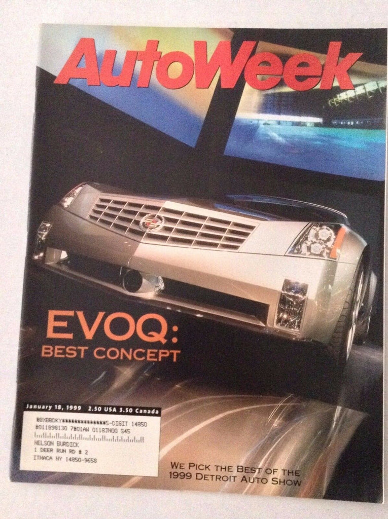 Autoweek Magazine EVOQ Best Concept January 18, 1999 020117RH