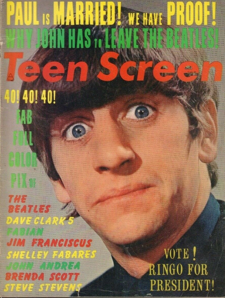 Teen Screen August 1964 The Beatles Fabian Shelley Fabares 021419DBE