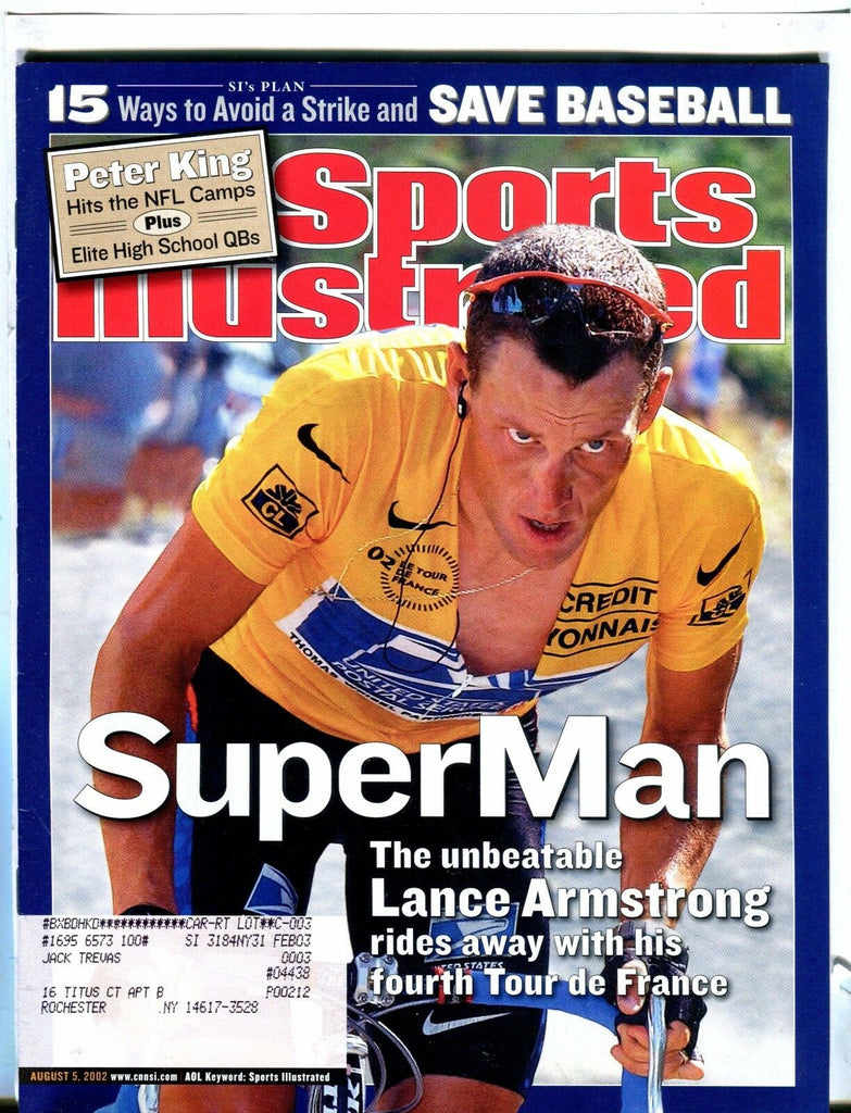 Sports Illustrated Magazine August 5 2002 Lance Armstrong EX w/ML 021717jhe