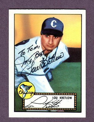 Autographed Signed 1952 Topps Reprint Series #42 Lou Kretlow Sox w/coa jh33