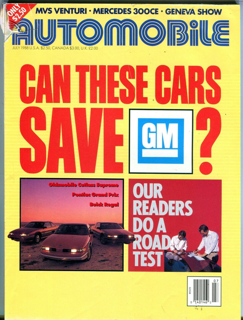 Automobile Magazine July 1988 Can These Cars Save GM? VG No ML 091916jhe