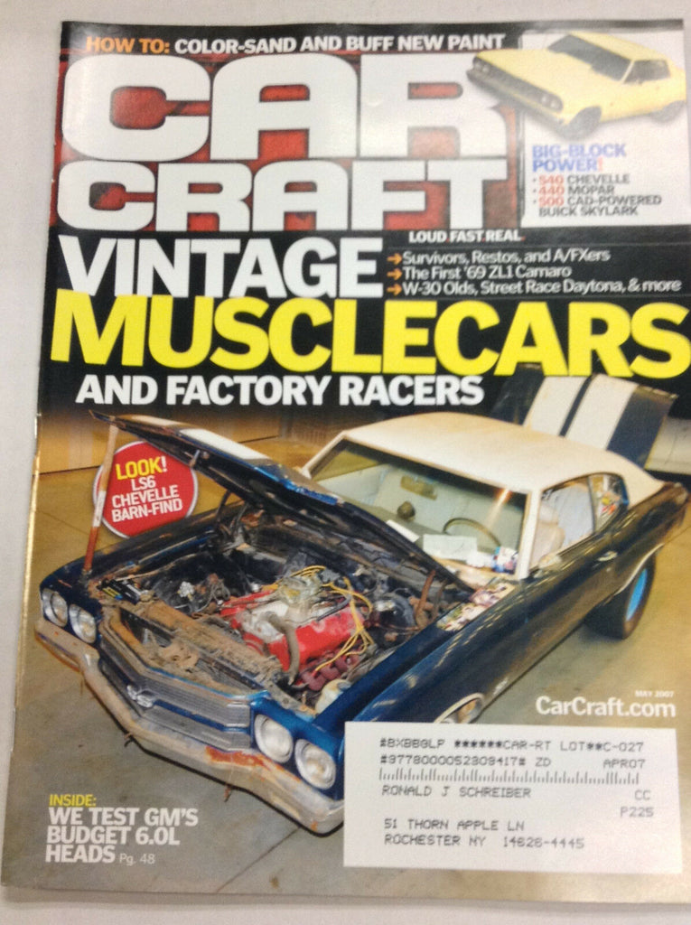 Car Craft Magazine Vintage Cars & 540 Chevelle May 2007 050317nonr